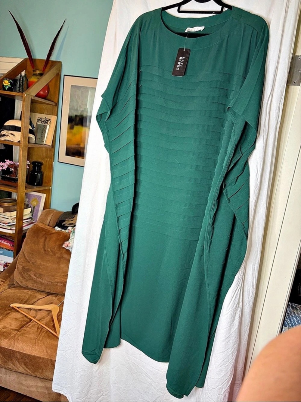 Kate Hewko Batwing Sleeve Glam Dress, Emerald Green